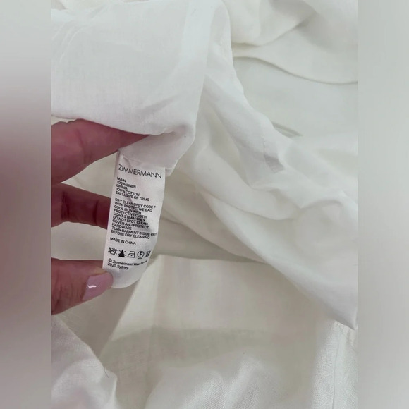 Zimmermann Lovestruck Gold Buttoned Linen Mini Dress Sz 3 US 10 White nwt - Picture 14 of 15